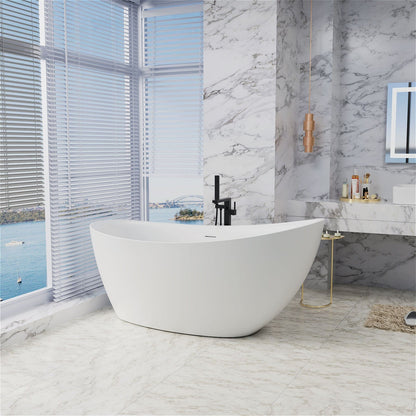 67'' Single Slipper Tub Solid Surface Stone Resin Freestanding Soaking Bathtub