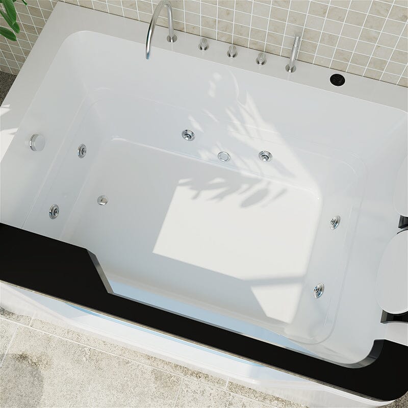 67'' Alcove Whirlpool Tub Air Jet Massage Bathtub with Hand Shower and Led Light