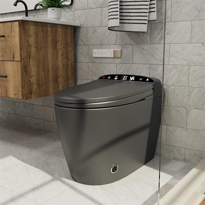 One-Piece Elongated Floor Smart Toilet with Remote Control and Automatic Cover