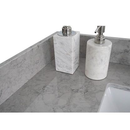 31 inches bathroom stone vanity top calacatta gray engineered marble color with undermount ceramic sink and single faucet hole with backsplash