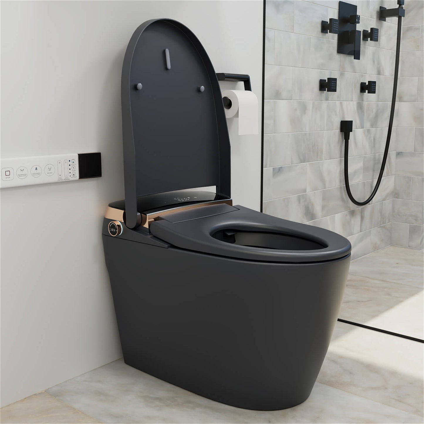 One Piece Smart Toilet with Bidet Built in, LED Night Light, Heated Seat, Warm Water