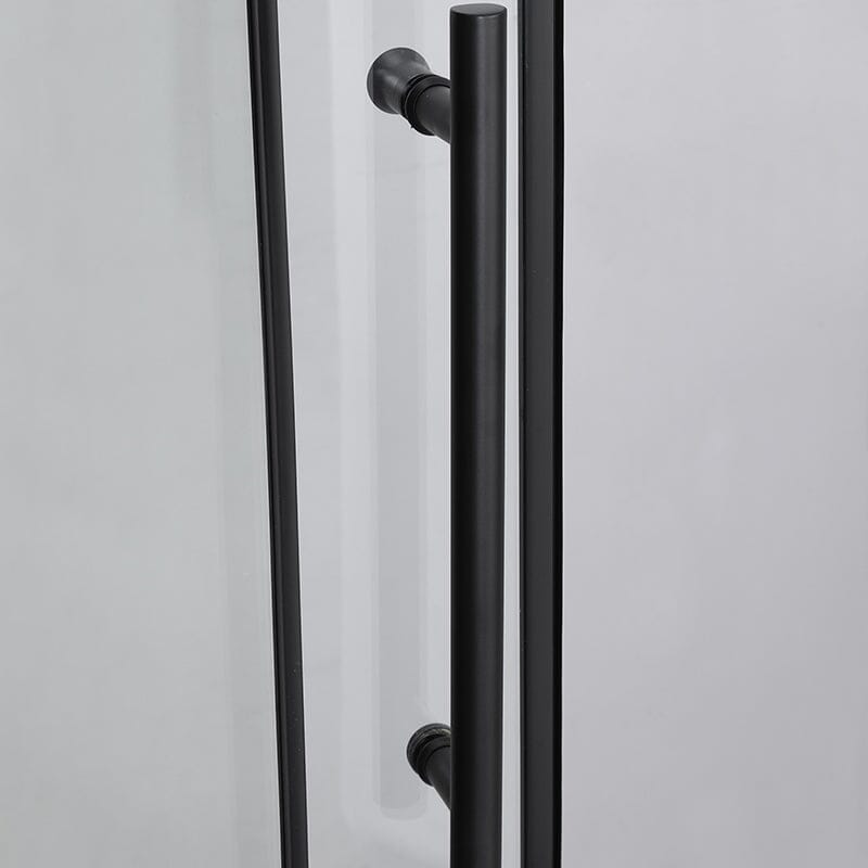 60'' x 76'' Frameless Tempered Glass Bathroom Shower Door, Matte Black