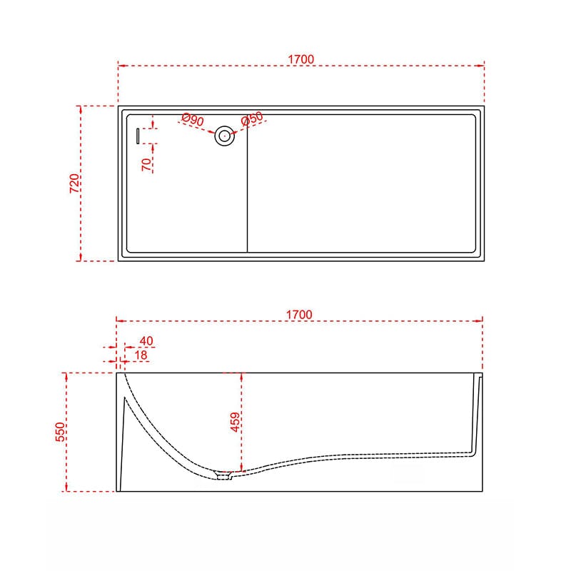 67'' Solid Surface Stone Resin Rectangular Freestanding Soaking Bathtub with Ergonomic Backrest