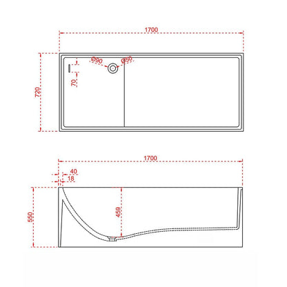 67'' Solid Surface Stone Resin Rectangular Freestanding Soaking Bathtub with Ergonomic Backrest