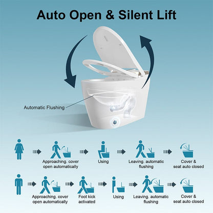 Elongated One-Piece Floor Mounted Smart Toilet with Remote Control and Automatic Cover