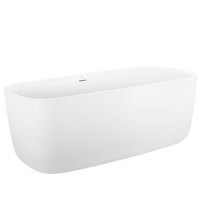 67" Acrylic Rounded Rectangle Freestanding Soaking Bathtub Double Ended