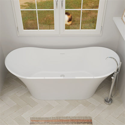 70'' Double Slipper Tub Solid Surface Stone Resin Freestanding Soaking Bathtub