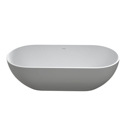 59'' Modern Bathtub Solid Surface Stone Resin Oval-shaped Freestanding Soaking Tub