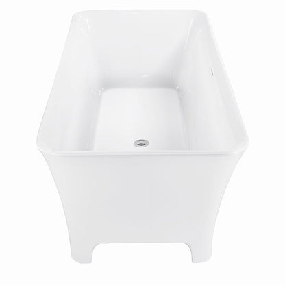 59'' Acrylic Clawfoot Tub Modern Rectangular Freestanding Soaking Bathtub