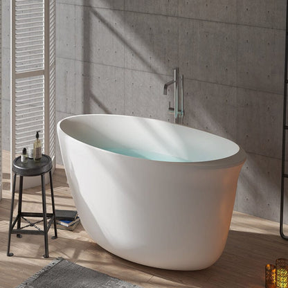 67" Acrylic Oval Modern Freestanding Soaking Bathtub White