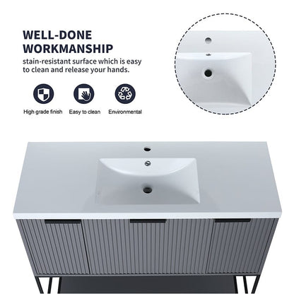 48 Inch Freestanding Bathroom Vanity with Stone Resin Basin, Large Storage Space