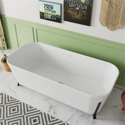 67'' Clawfoot Tub Solid Surface Stone Resin Freestanding Soaking Bathtub