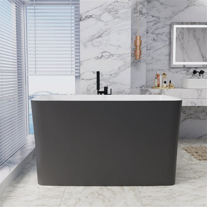 47'' Acrylic Rectangle Freestanding Built-in Seat Japanese Soaking Bathtub