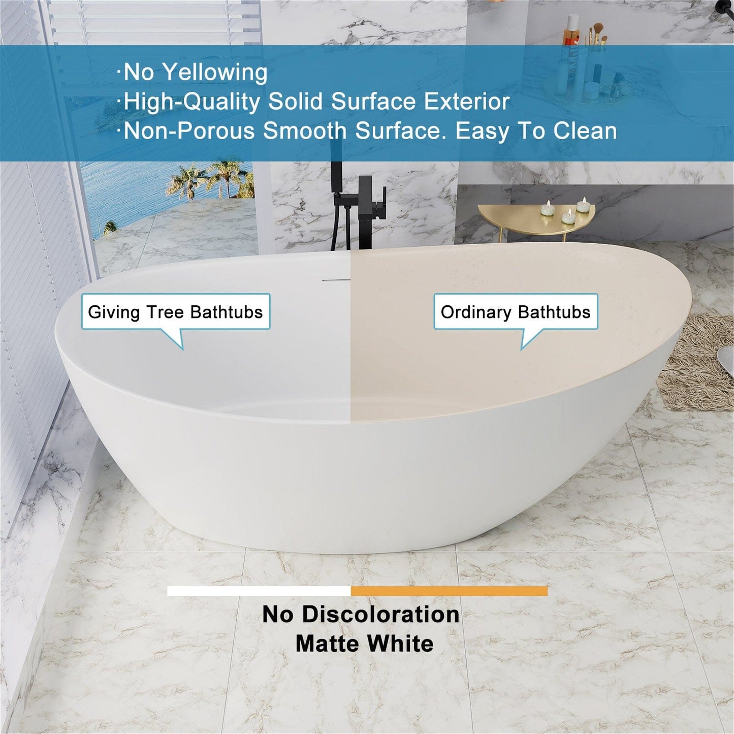 67'' Single Slipper Tub Solid Surface Stone Resin Freestanding Soaking Bathtub