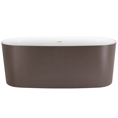 59'' Oval Acrylic Freestanding Soaking Bathtub Brown