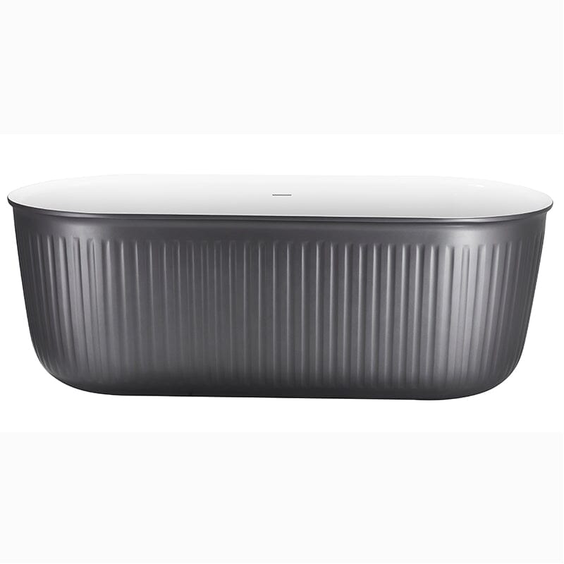 67'' Oval Acrylic Fluted Bathtub Double Ended Freestanding Soaking Tub