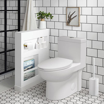 Powerful & Quiet Dual Flush Modern One Piece Toilet with Soft Closing Seat