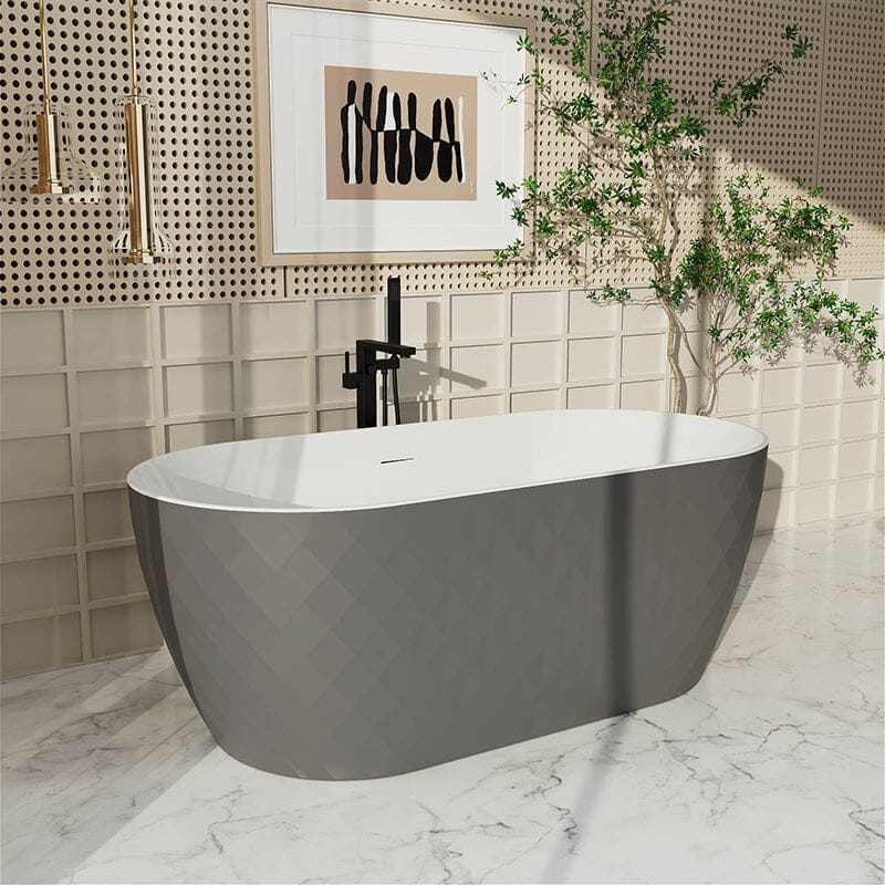 59'' Unique Design Oval Acrylic Bathtub Freestanding Soaking Tub