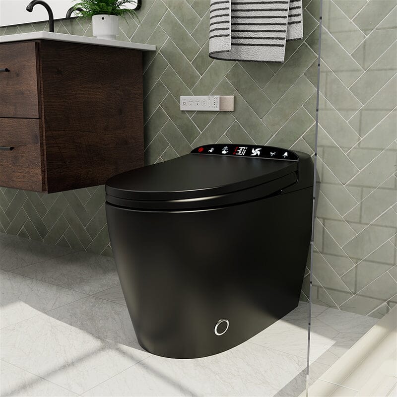 One-Piece Elongated Floor Smart Toilet with Remote Control and Automatic Cover