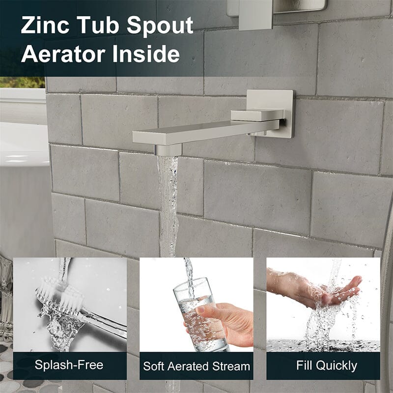 12" Square Shower Set with Hand Shower & Tub Spout Shower Combo Set