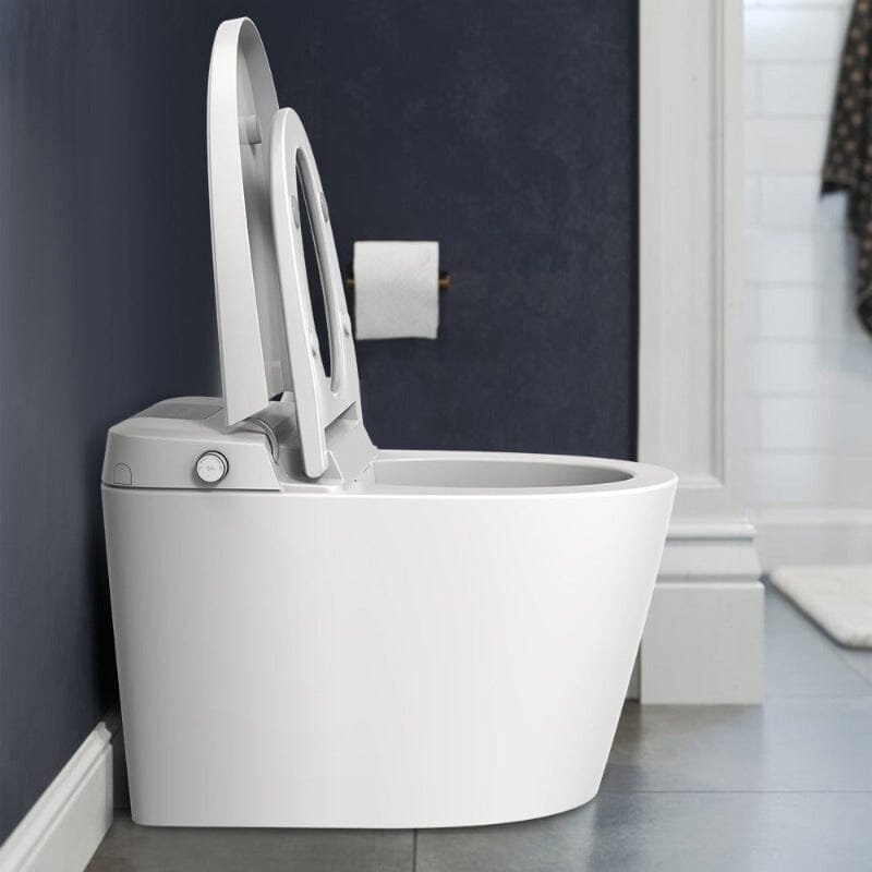 Multifunction U-Shaped Smart Toilet Automatic Flush with Remote Control/Foot Sensor/Night Light