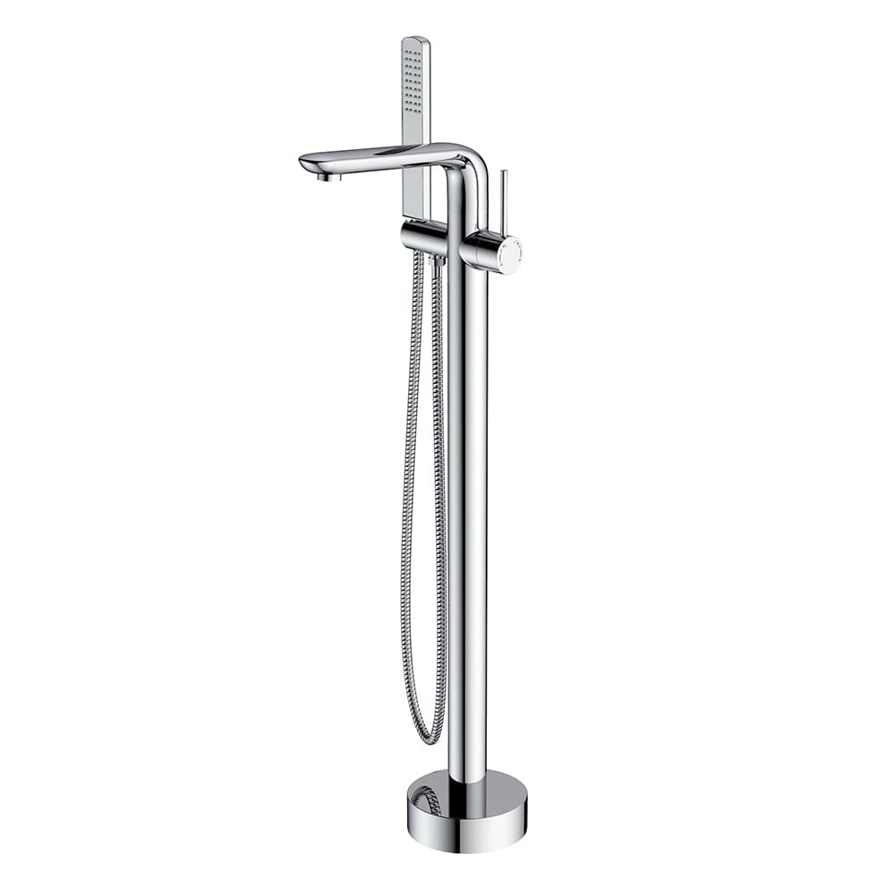 Bathroom Freestanding Tub Filler Faucet with Hand Shower Chrome