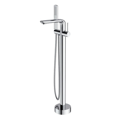 Bathroom Freestanding Tub Filler Faucet with Hand Shower Chrome