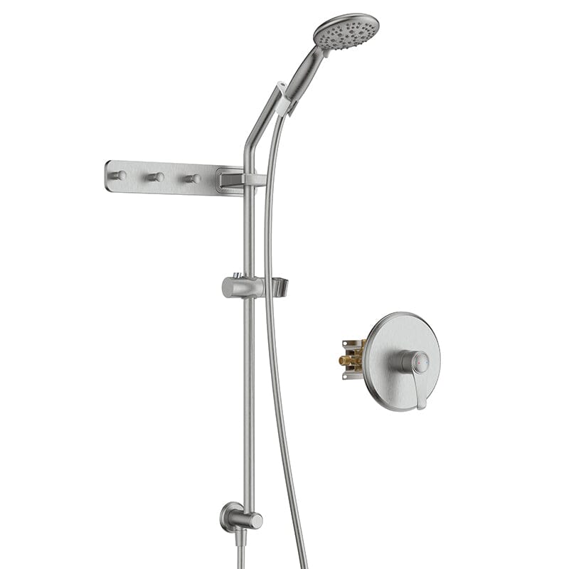 Full Slide Bar 6 Spray Modes 4.7'' Shower Head with Valve and Hook