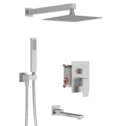 12" Square Shower Set with Hand Shower & Tub Spout Shower Combo Set