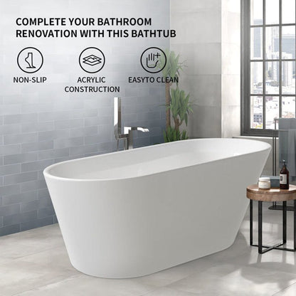 61" Acrylic Single Slipper Freestanding Soaking Bathtub Glossy White