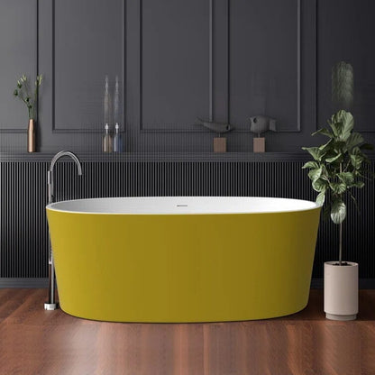 63" Acrylic Modern Bathtub Oval Shape Freestanding Soaking Tub