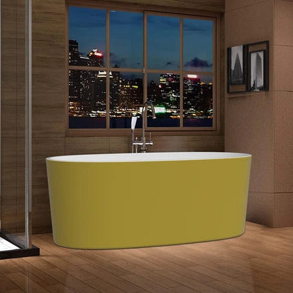 63" Acrylic Modern Bathtub Oval Shape Freestanding Soaking Tub