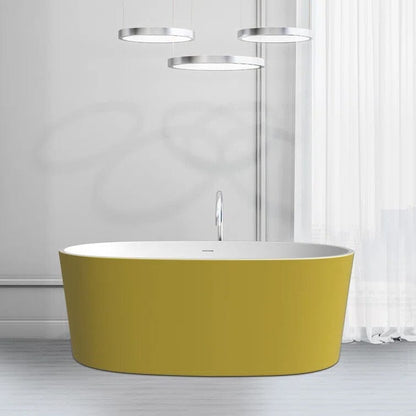 63" Acrylic Modern Bathtub Oval Shape Freestanding Soaking Tub