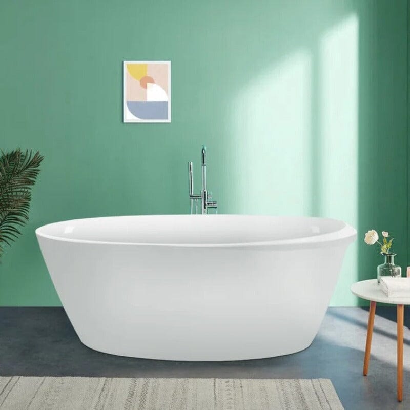 67" Acrylic Oval Modern Freestanding Soaking Bathtub White