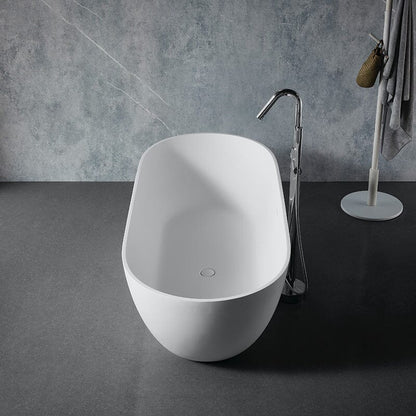 69'' Modern Bathtub Solid Surface Stone Resin Oval-shaped Freestanding Soaking Tub