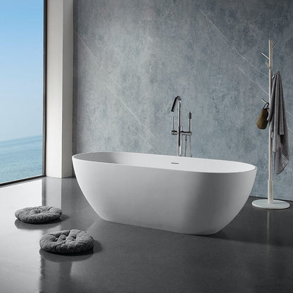 69'' Modern Bathtub Solid Surface Stone Resin Oval-shaped Freestanding Soaking Tub