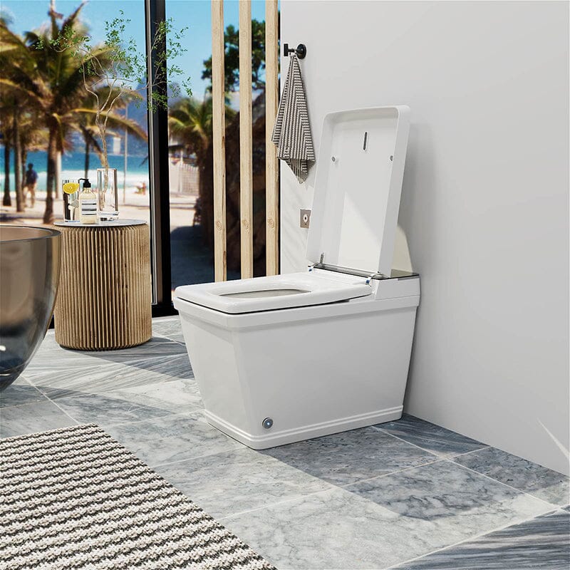 Modern Floor Mounted Square Smart Toilet with Remote Control and Automatic Cover