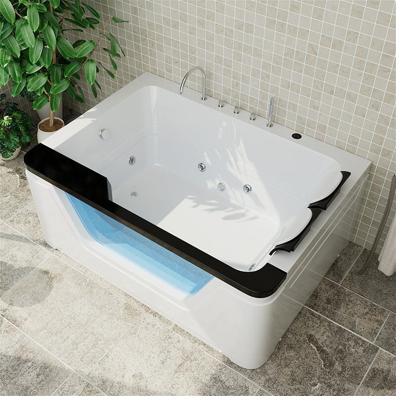 67'' Alcove Whirlpool Tub Air Jet Massage Bathtub with Hand Shower and Led Light