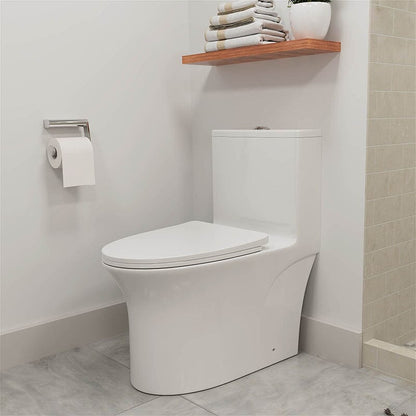 Modern Dual Flush Elongated Standard One Piece Toilet with Comfortable Seat Height