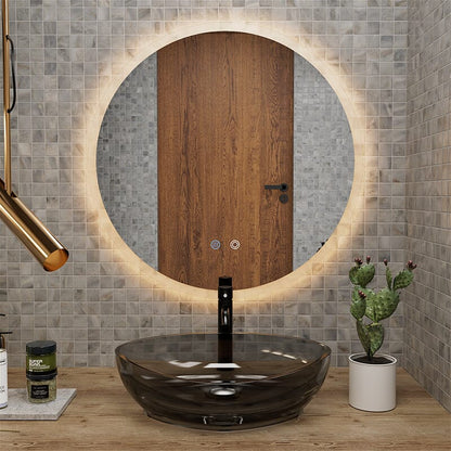 Round LED Light Bathroom Vanity Mirror Wall Mount Frameless Anti Fog