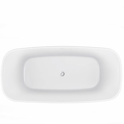 67" Acrylic Rounded Rectangle Freestanding Soaking Bathtub Double Ended