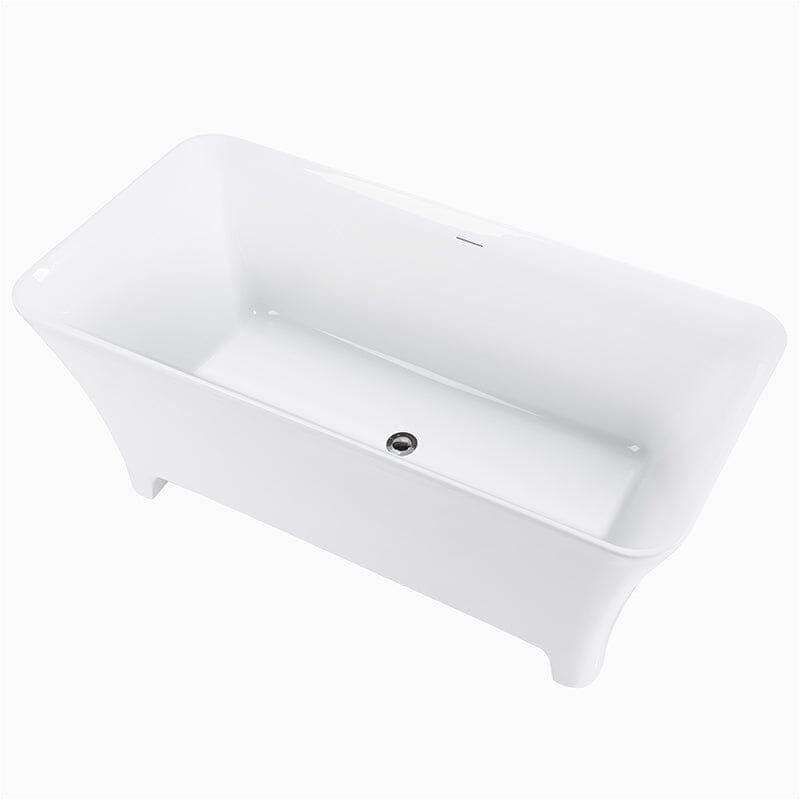 59'' Acrylic Clawfoot Tub Modern Rectangular Freestanding Soaking Bathtub