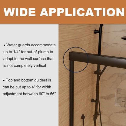 50-54"W x 72"H Shower Door Traditional Two-way Sliding with Handle