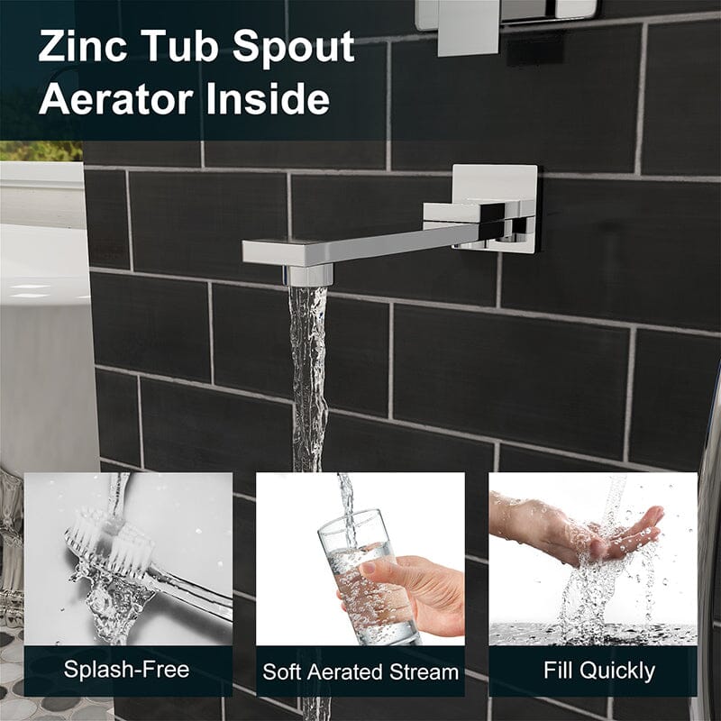 12" Square Shower Set with Hand Shower & Tub Spout Shower Combo Set