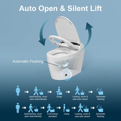 One-Piece Elongated Floor Smart Toilet with Remote Control and Automatic Cover