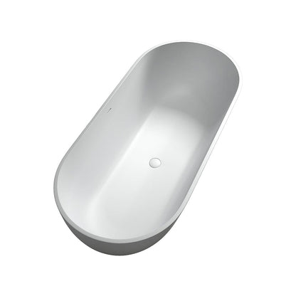 59'' Modern Bathtub Solid Surface Stone Resin Oval-shaped Freestanding Soaking Tub