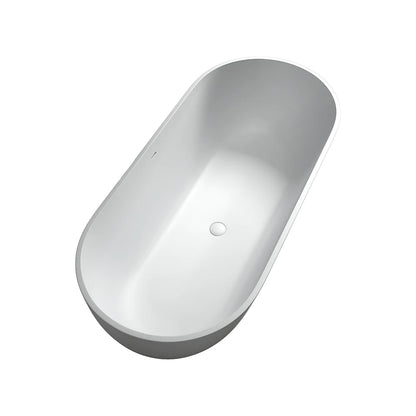 69'' Modern Bathtub Solid Surface Stone Resin Oval-shaped Freestanding Soaking Tub