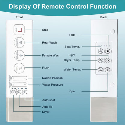 Elongated One-Piece Floor Mounted Smart Toilet with Remote Control and Automatic Cover