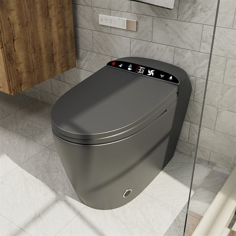 One-Piece Elongated Floor Smart Toilet with Remote Control and Automatic Cover