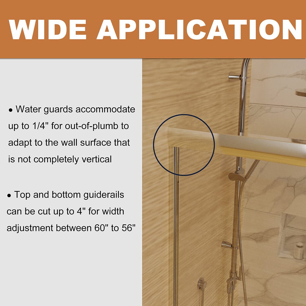 56-60"W x 72"H Shower Door Traditional Two-way Sliding with Handle